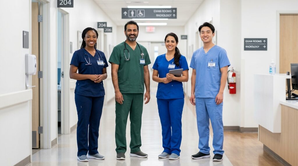 HH Works Scrubs: A Practical Choice for Nurses, Clinics, and Care Teams Healthcare team wearing practical everyday medical scrubs